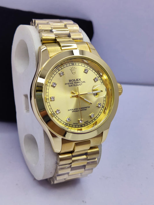 RLX Oyster Perpetual Datejust – Full Gold  with Diamond Hour Markers
