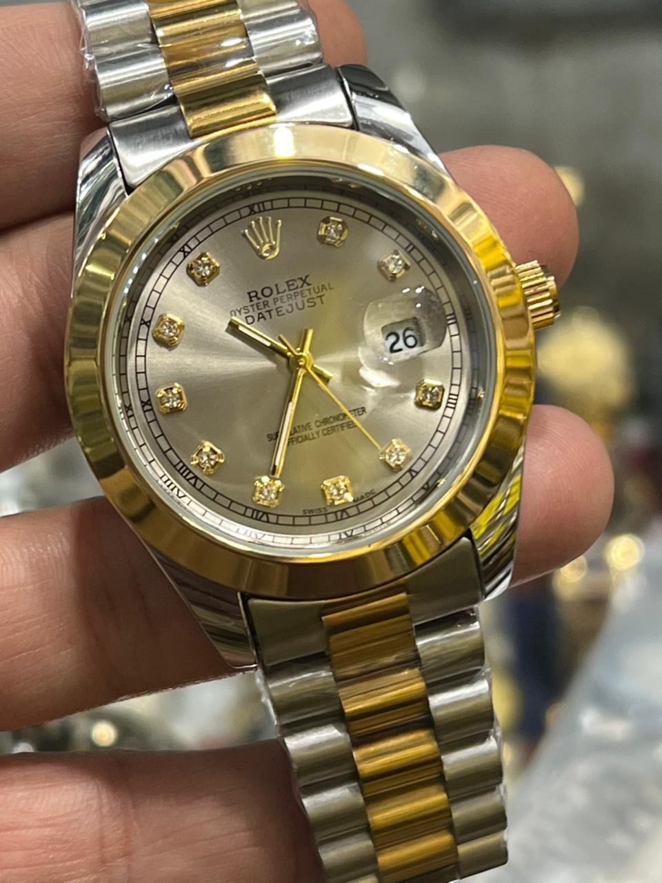 Rolex Tw Tone Oyster Perpetual Datejust Stainless Steel with Dial Diamond Markers