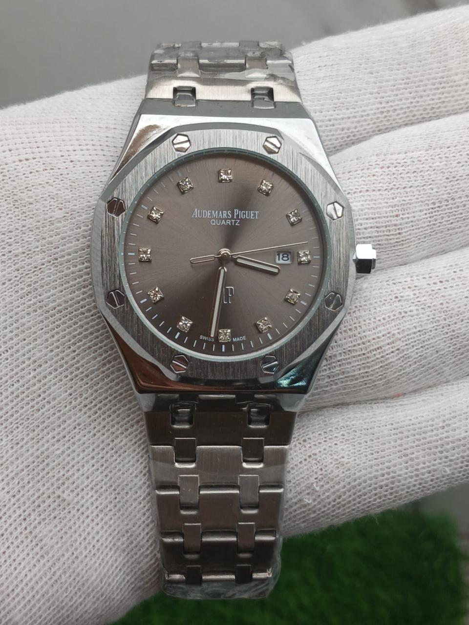 Audemars Piguet Royal Oak Quartz Stainless Steel Watch with Diamond Hour Markers