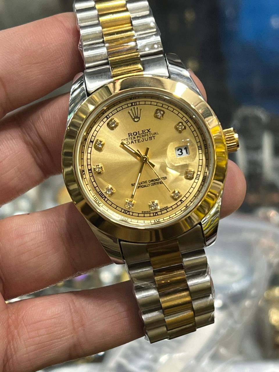 Rolex Tw Tone Oyster Perpetual Datejust Stainless Steel with Dial Diamond Markers