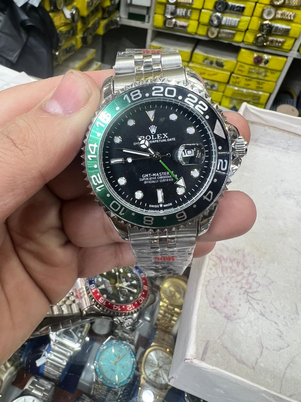 Rolex GMT-Master II “Sprite” Stainless Steel Watch with Green &amp; Black Bezel