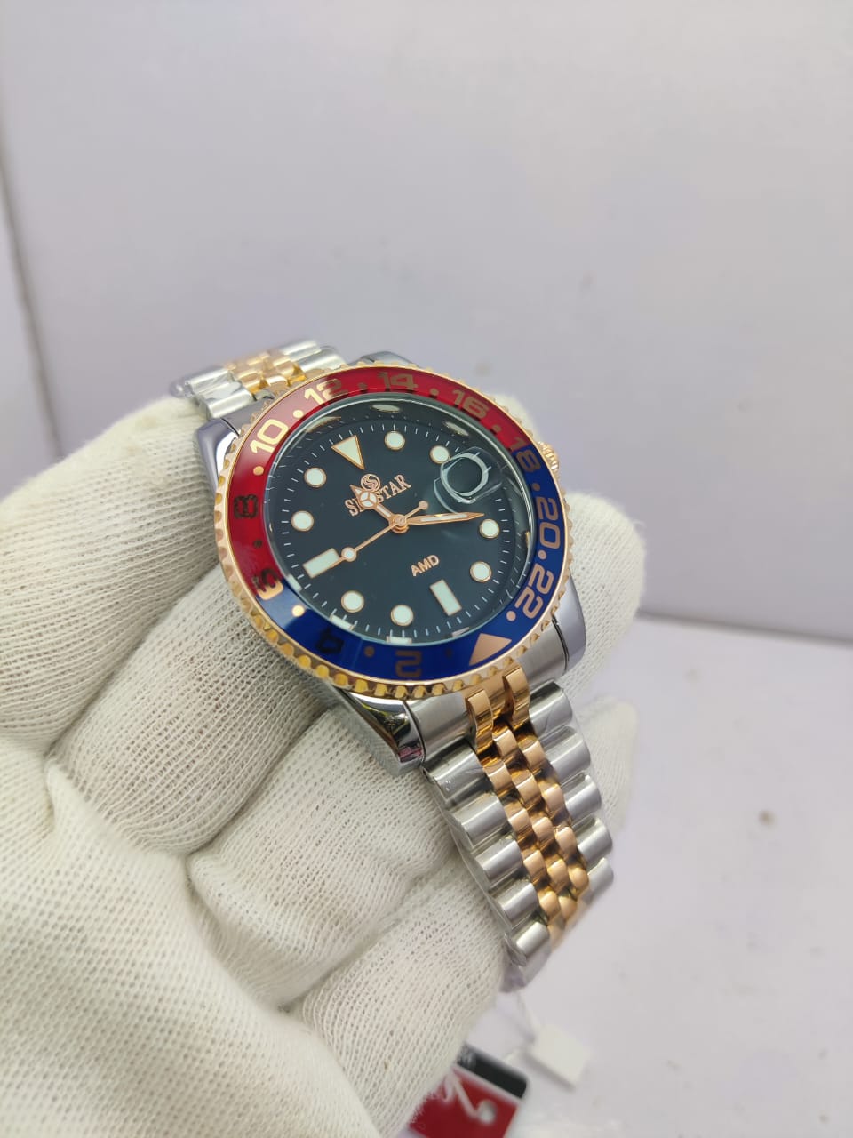 Seastar GMT Pepsi Bezel Watch – Dual Tone | Jubilee Strap | Rotating Bezel