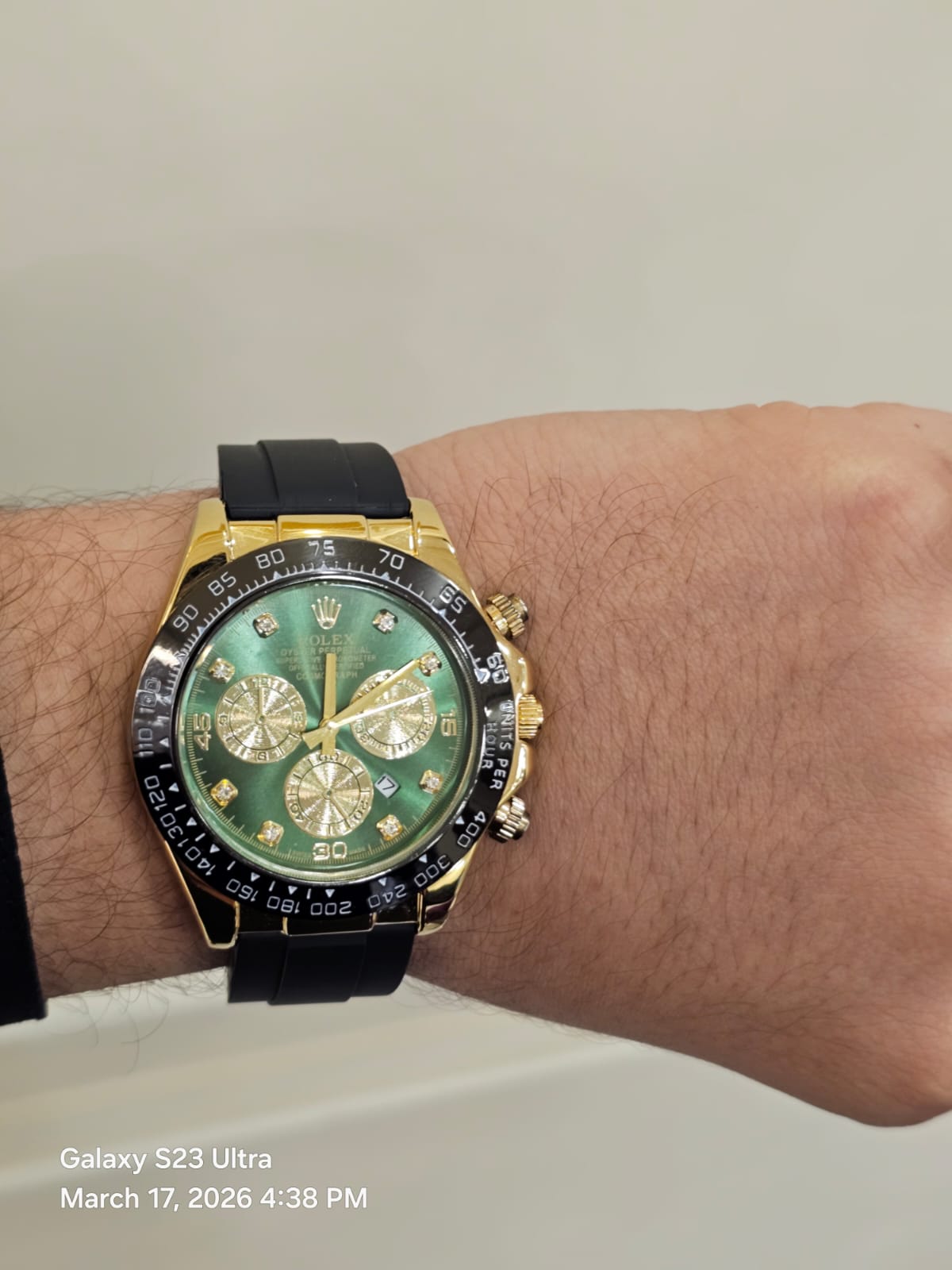 RLX  Gold & Green Chronograph Watch | Oyster Design | Silicon Strap
