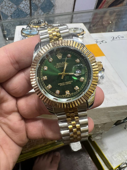 Rolex Two Tone Datejust-Style Watch with Fluted Bezel