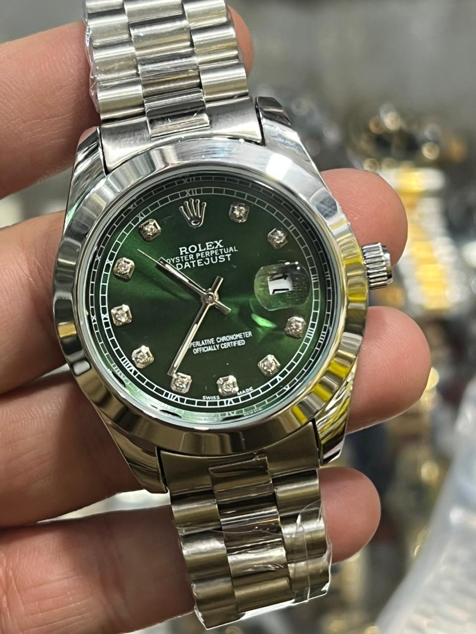 Rolex Oyster Perpetual Datejust Stainless Steel Blue Dial Diamond Markers