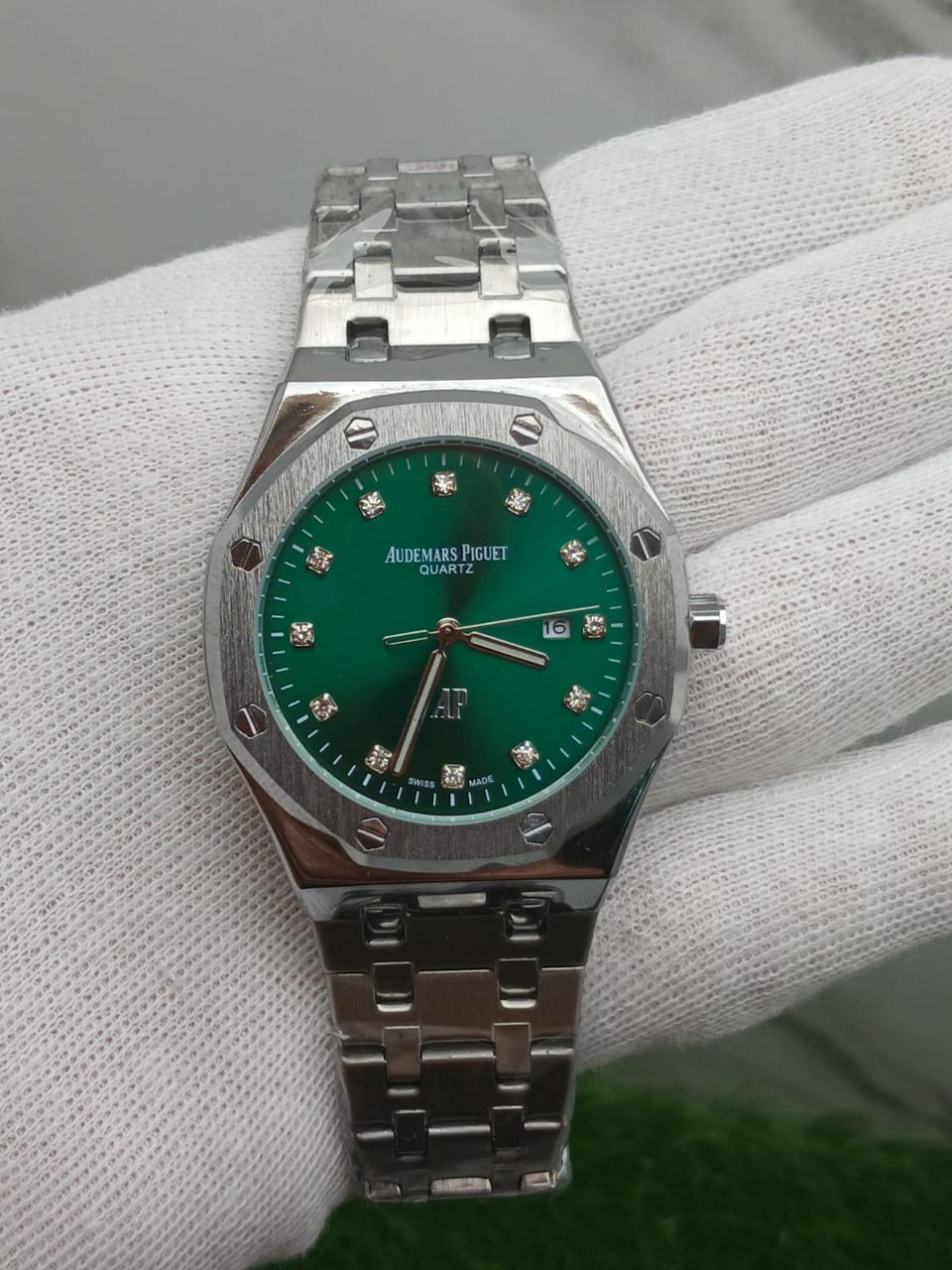 Audemars Piguet Royal Oak Quartz Stainless Steel Watch with Diamond Hour Markers